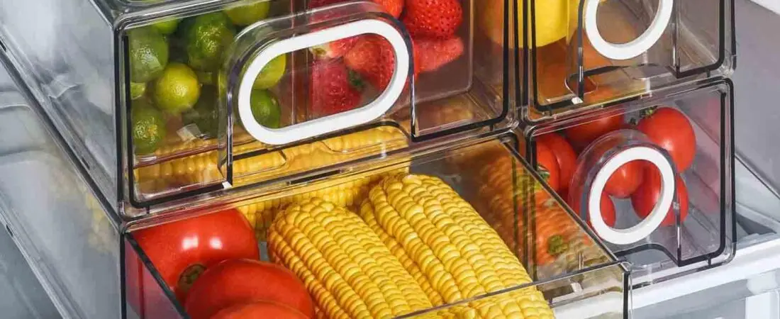 6-Piece Stackable Refrigerator Organizer Set with Pull-Out Drawers